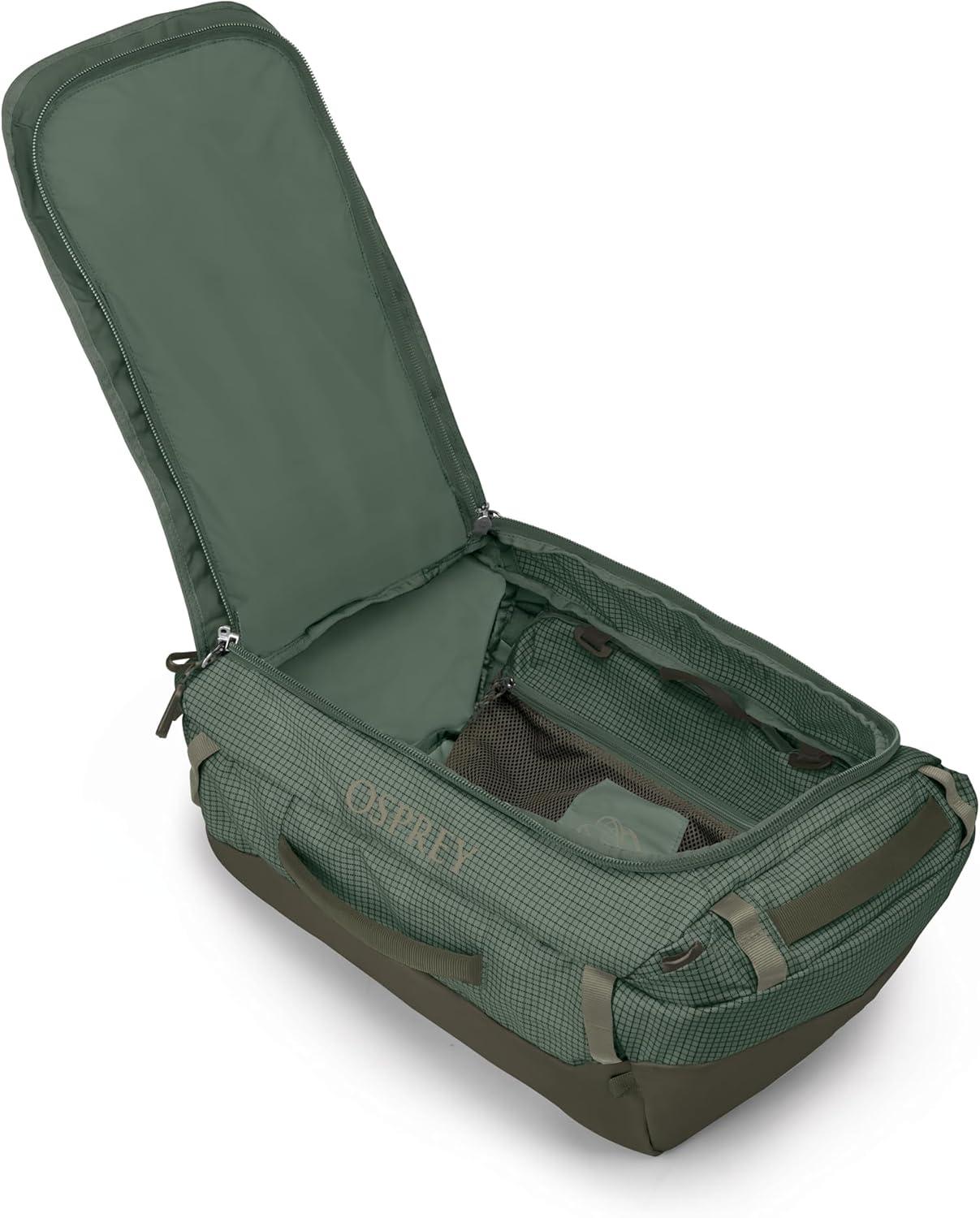 imageOsprey Transporter Lightweight Travel Duffel Bag Extra Large Water Resistant Durable Gear Bag for Men and WomenPine LeafEarl Grey