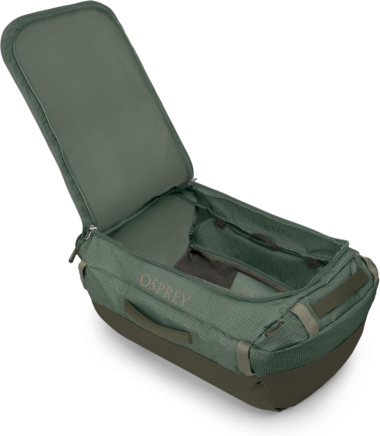 imageOsprey Transporter Lightweight Travel Duffel Bag Extra Large Water Resistant Durable Gear Bag for Men and WomenPine LeafEarl Grey
