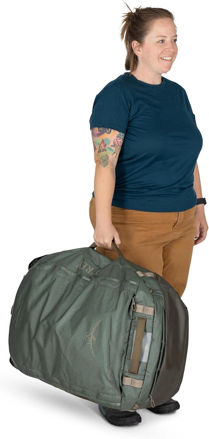 imageOsprey Transporter Lightweight Travel Duffel Bag Extra Large Water Resistant Durable Gear Bag for Men and WomenPine LeafEarl Grey
