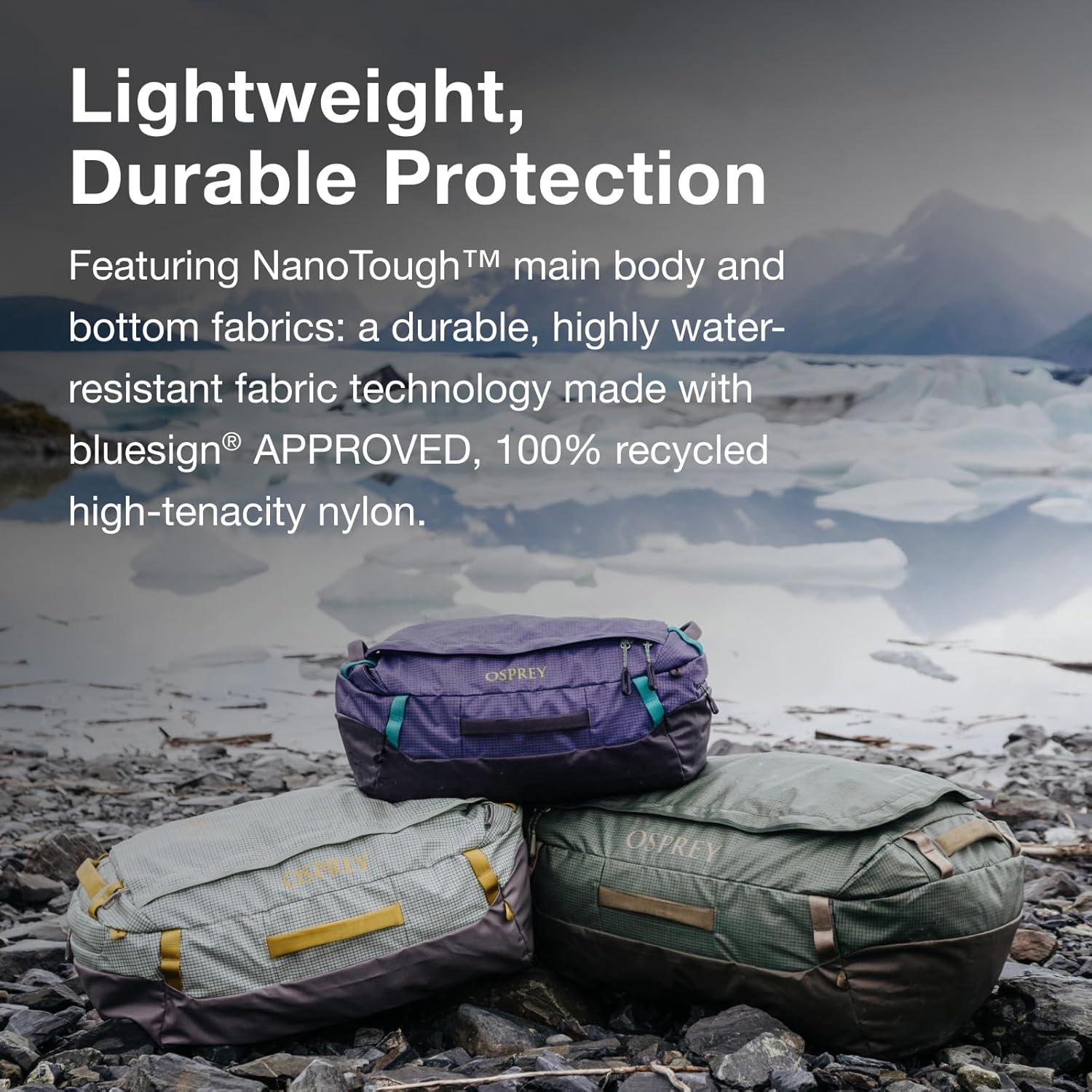 imageOsprey Transporter Lightweight Travel Duffel Bag Extra Large Water Resistant Durable Gear Bag for Men and WomenPine LeafEarl Grey