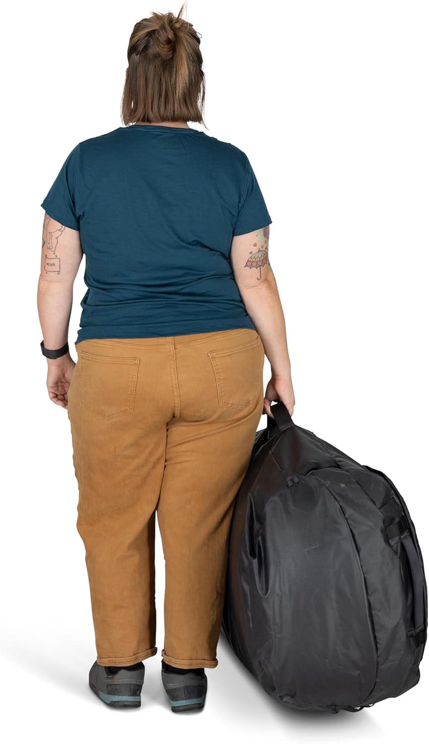 imageOsprey Transporter Lightweight Travel Duffel Bag Extra Large Water Resistant Durable Gear Bag for Men and WomenRaven Black