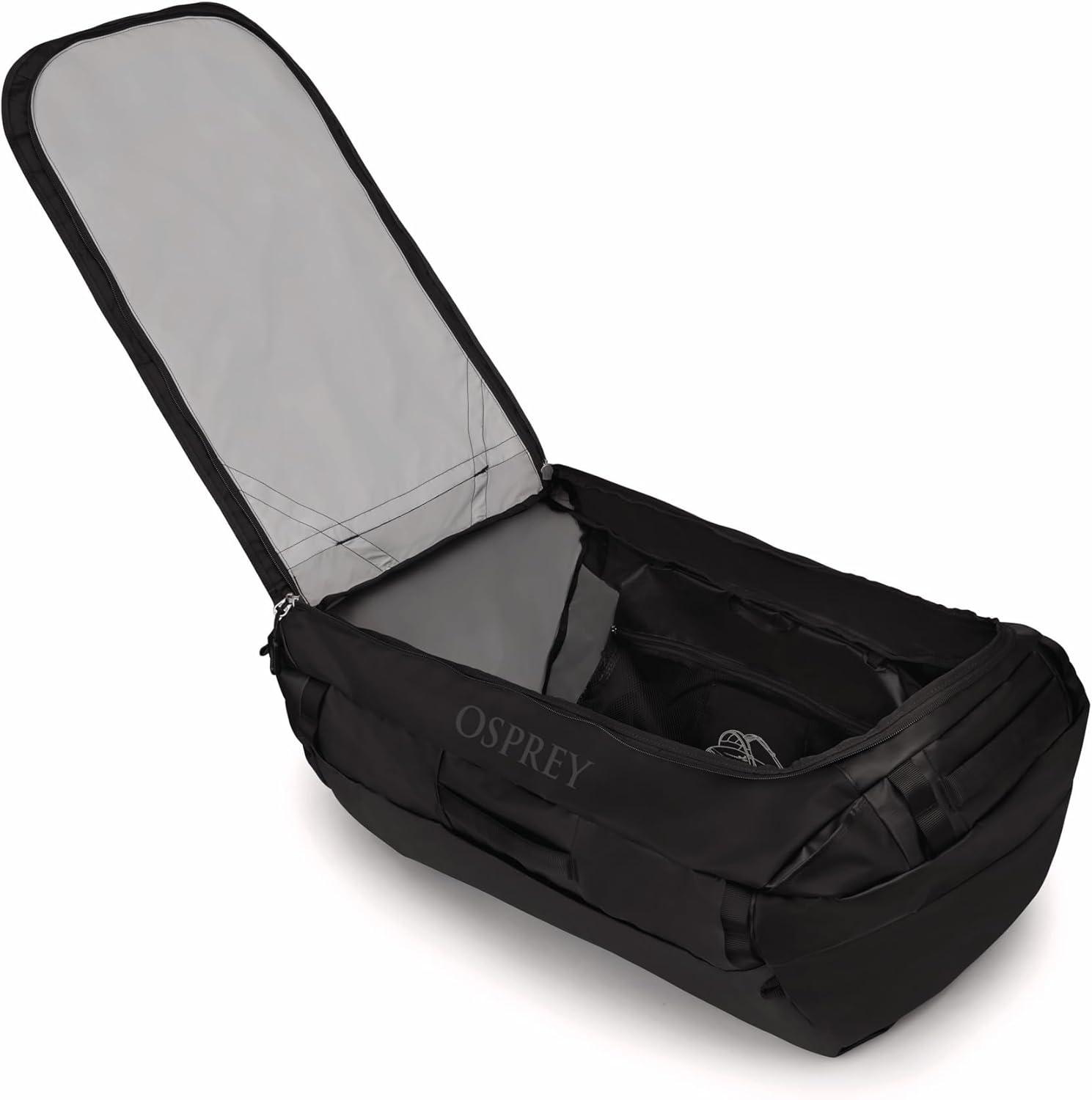 imageOsprey Transporter Lightweight Travel Duffel Bag Extra Large Water Resistant Durable Gear Bag for Men and WomenRaven Black