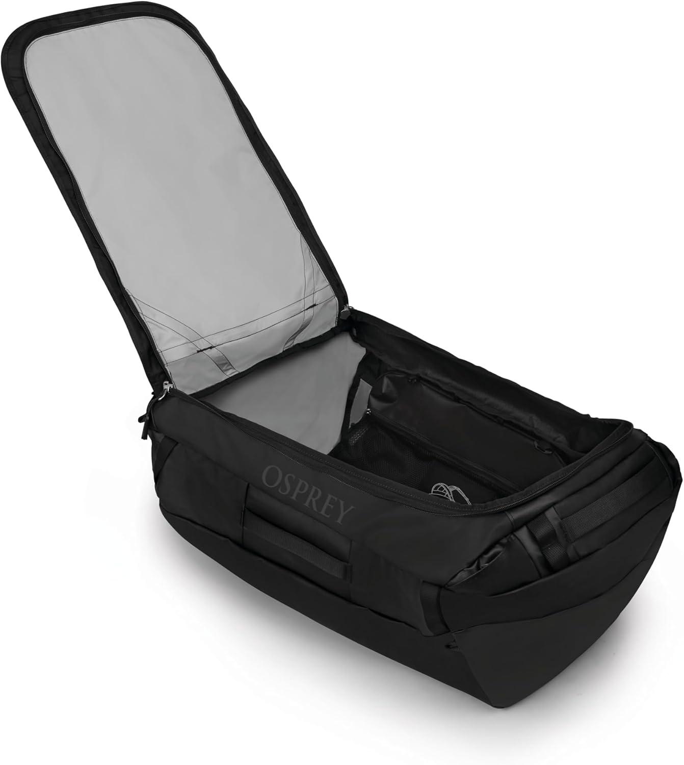imageOsprey Transporter Lightweight Travel Duffel Bag Extra Large Water Resistant Durable Gear Bag for Men and WomenRaven Black