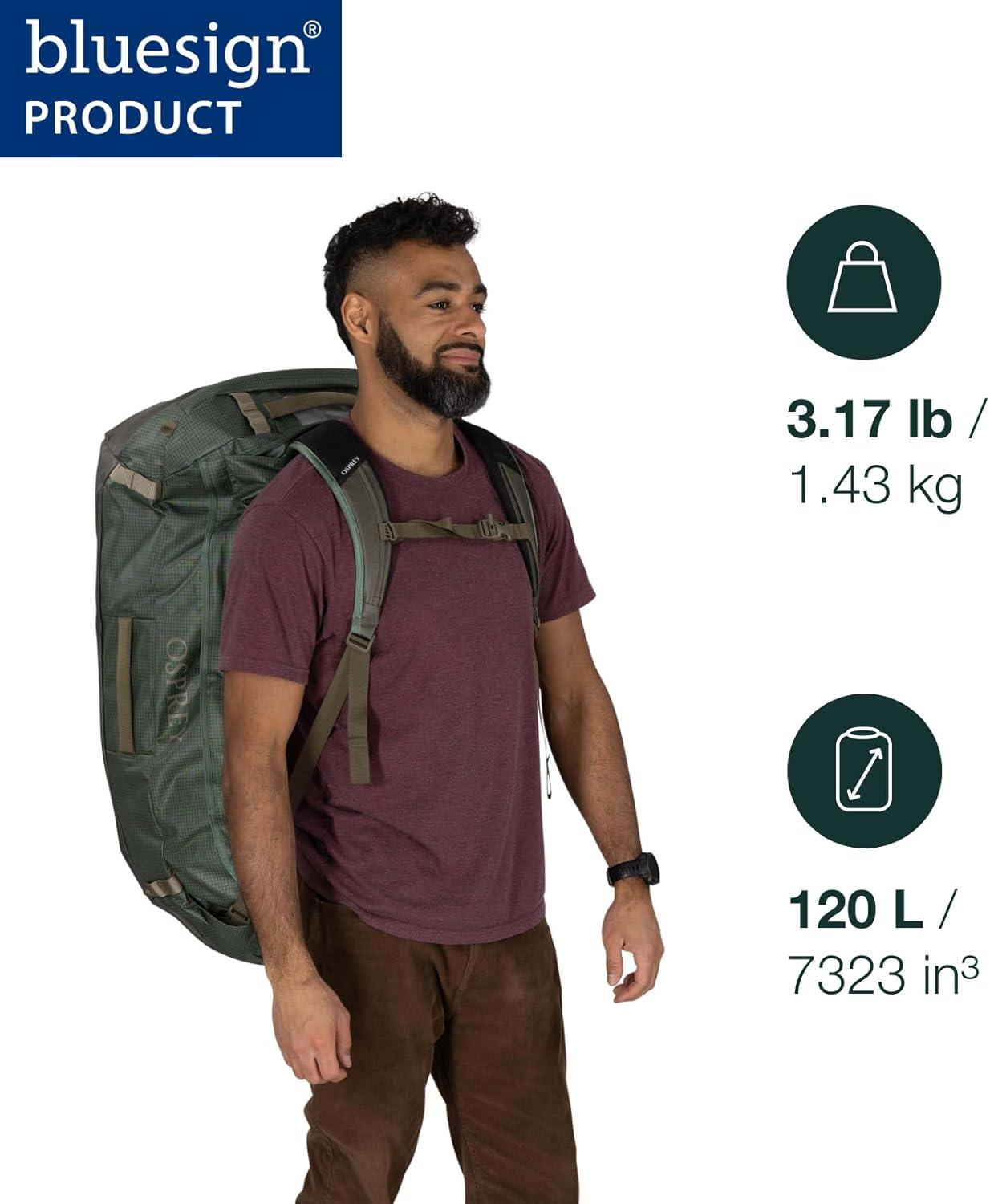 imageOsprey Transporter Lightweight Travel Duffel Bag Extra Large Water Resistant Durable Gear Bag for Men and WomenRaven Black