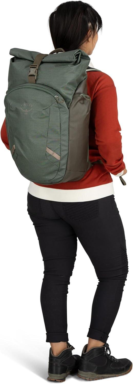imageOsprey Transporter Roll Top Commuter Backpack Raven BlackPine LeafEarl Grey