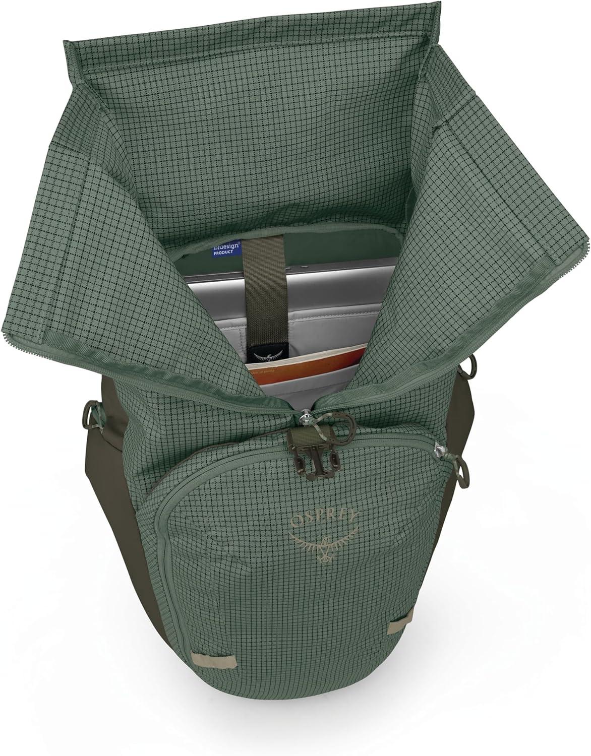 imageOsprey Transporter Roll Top Commuter Backpack Raven BlackPine LeafEarl Grey