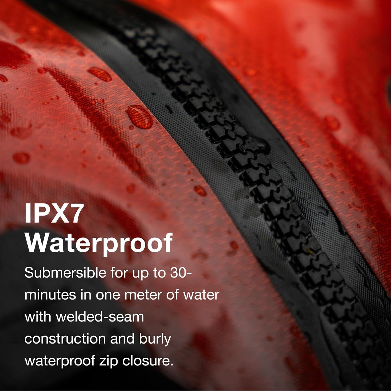 imageOsprey Transporter Waterproof 100L Duffel Bag Tunnel Vision GreyMars Orange