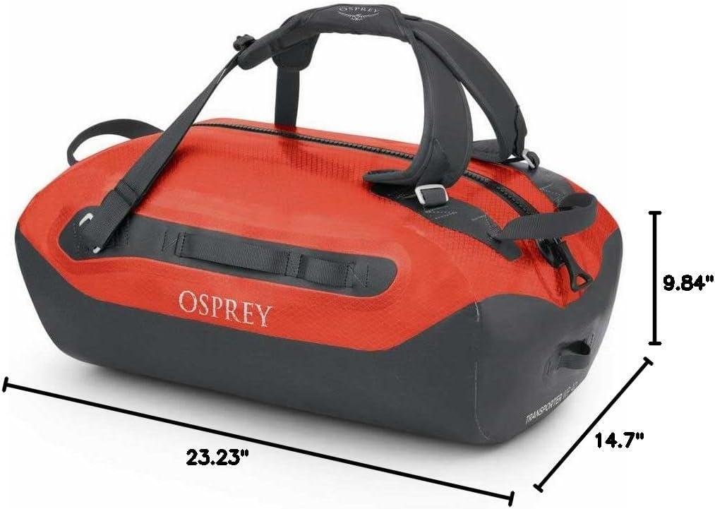 imageOsprey Transporter Waterproof 100L Duffel Bag Tunnel Vision GreyMars Orange