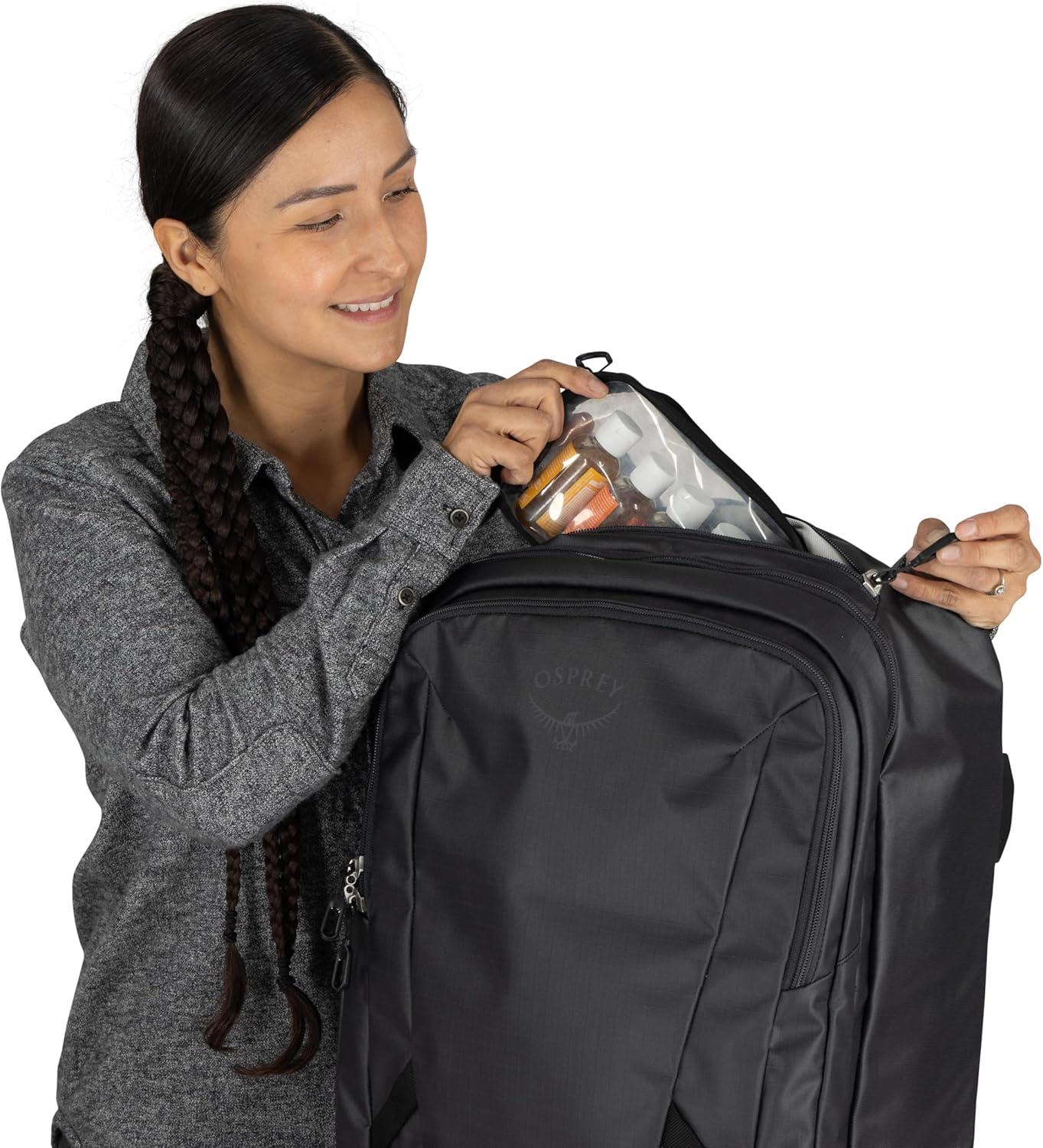 imageOsprey Transporter Wheeled CarryOn Blue FlameNocturnal BlueRaven Black