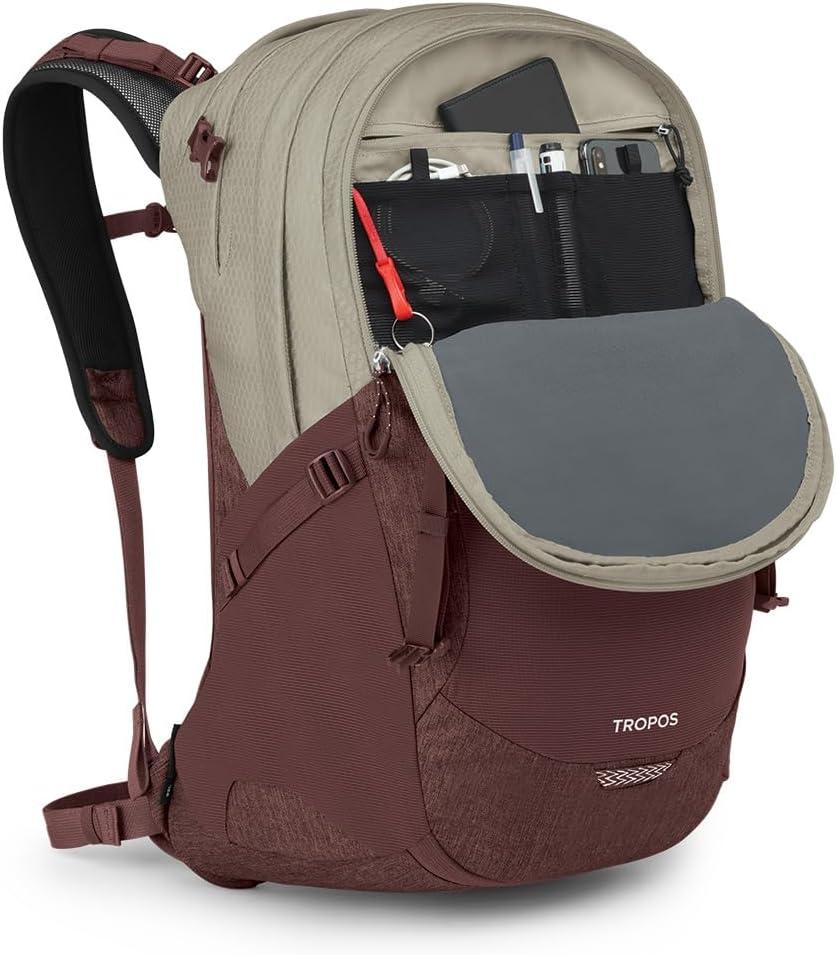 imageOsprey Tropos Laptop Backpack BlackSawdust TanRaisin Red