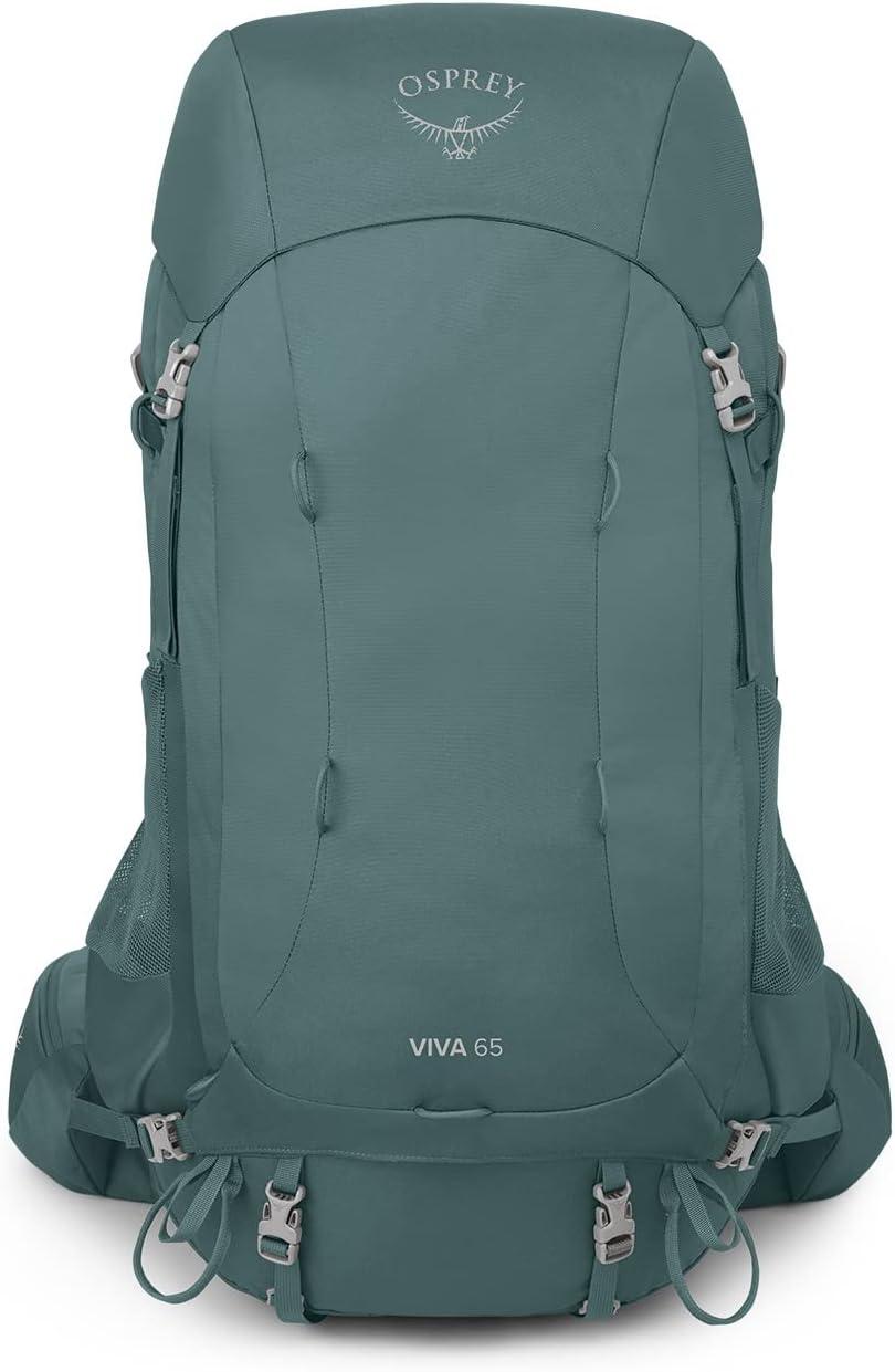 imageOsprey Viva 65L Womens Backpacking Backpack Tunnel Vision Grey Extended FitSucculent Green