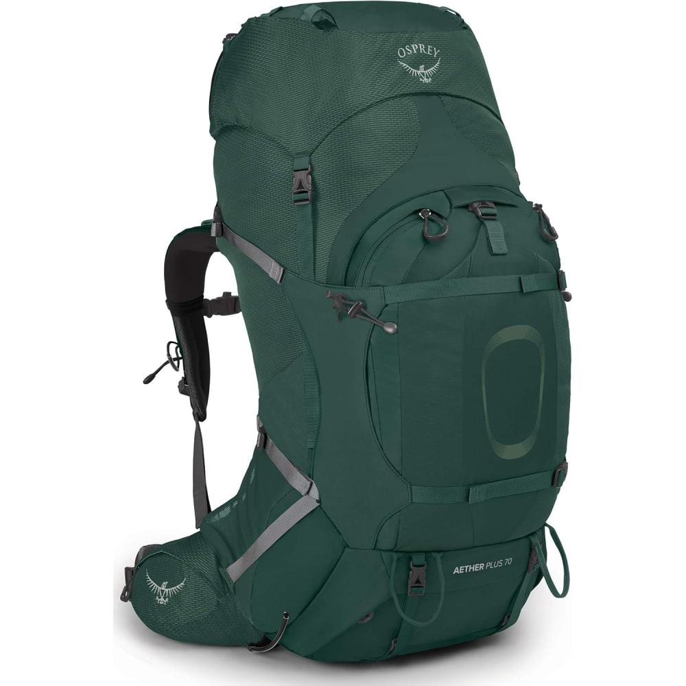imageOsprey Aether Plus 70L Mens Backpacking Backpack Black LXLAxo Green