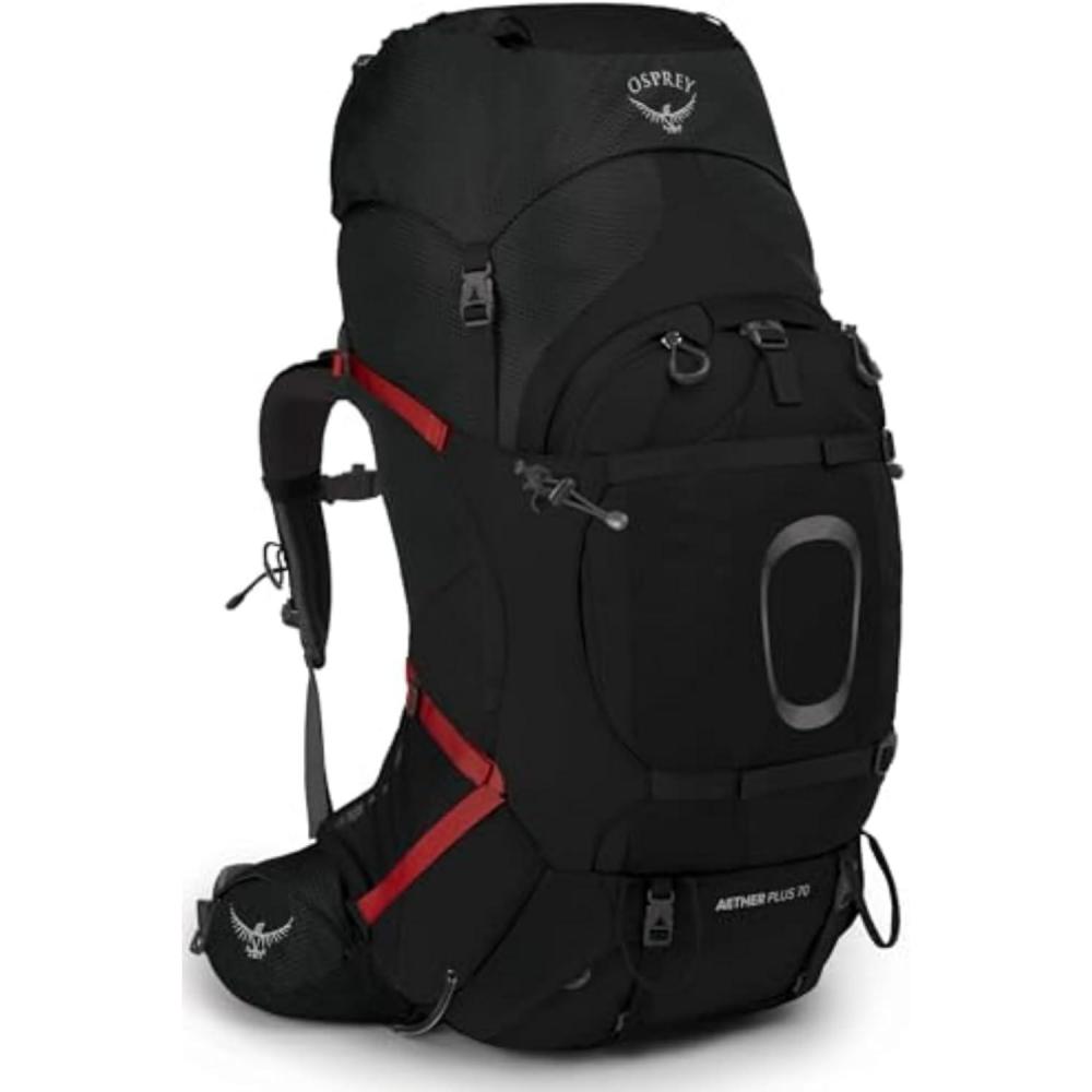 imageOsprey Aether Plus 70L Mens Backpacking Backpack Black LXLBlack