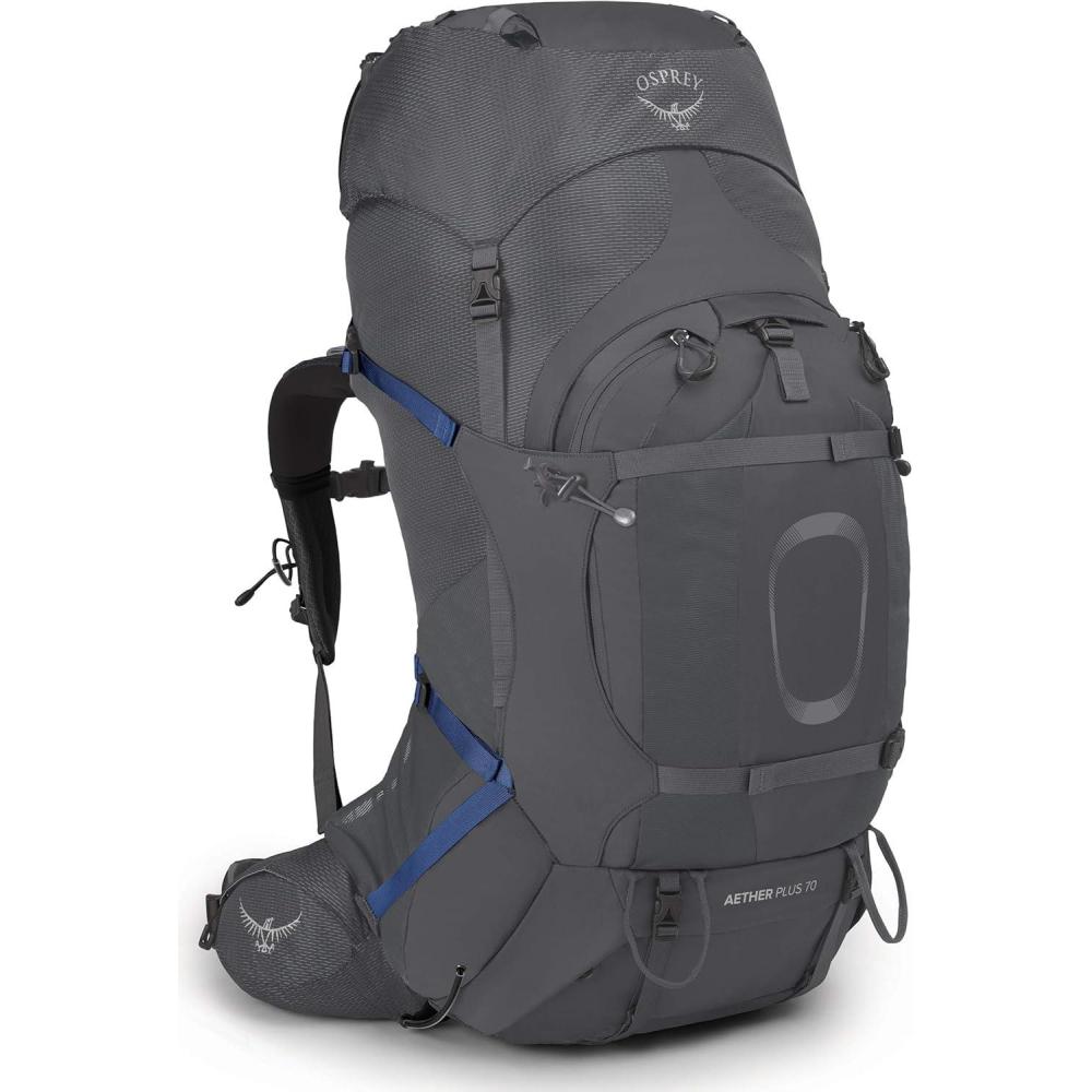 imageOsprey Aether Plus 70L Mens Backpacking Backpack Black LXLEclipse Grey