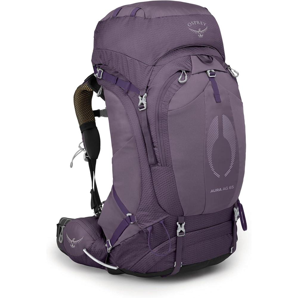 imageOsprey Aura AG 65L Womens Backpacking Backpack Berry Sorbet Red WMLEnchantment Purple