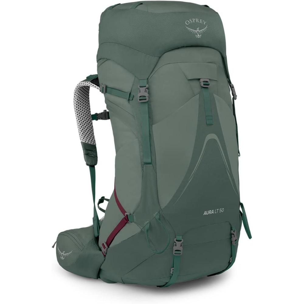 imageOsprey Aura AG LT 50L Womens Backpacking Backpack Black WMLDarjeeling Spring Green