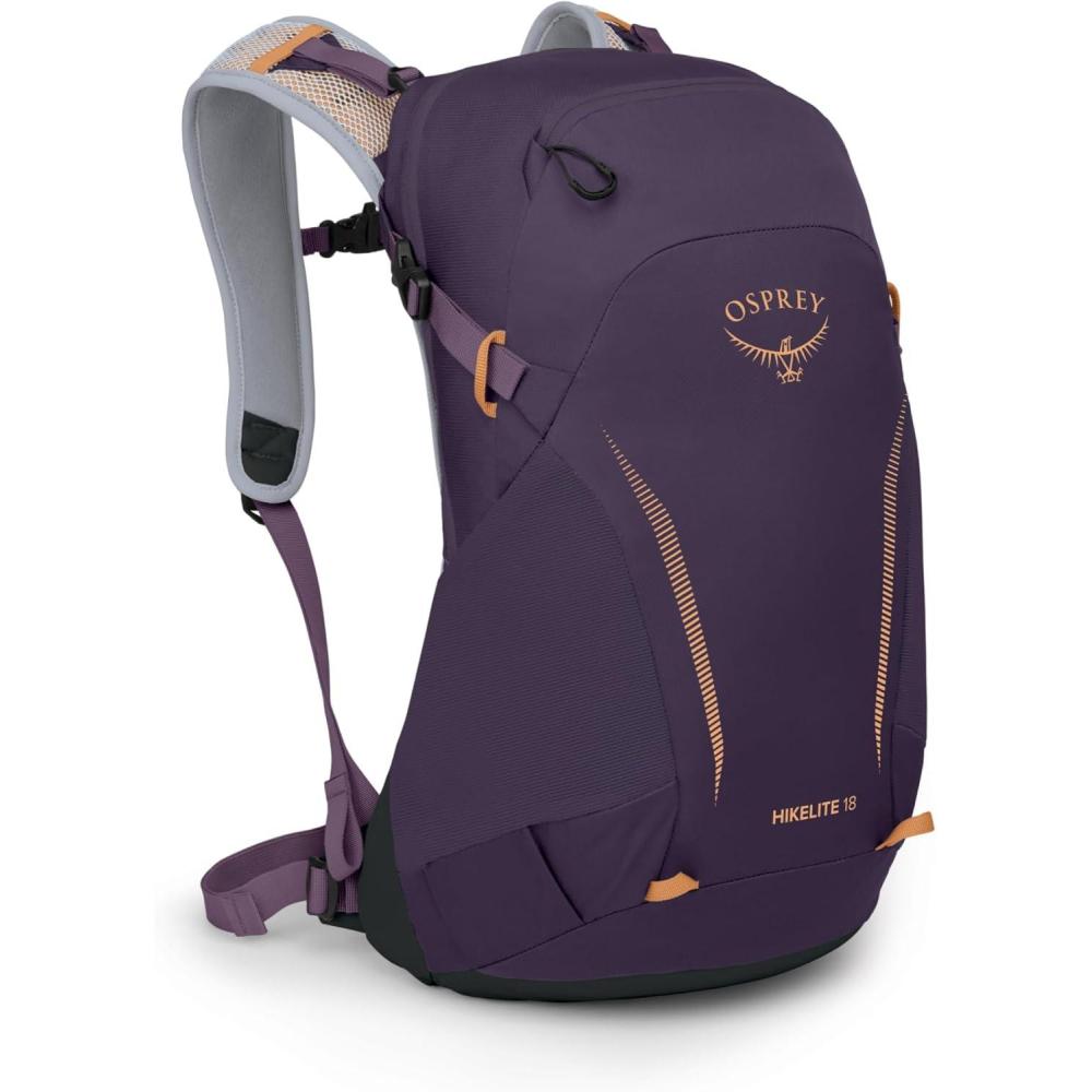 imageOsprey Hikelite 18L Unisex Hiking Backpack Escapade GreenPurple InkPurple DuskCheddar Orange