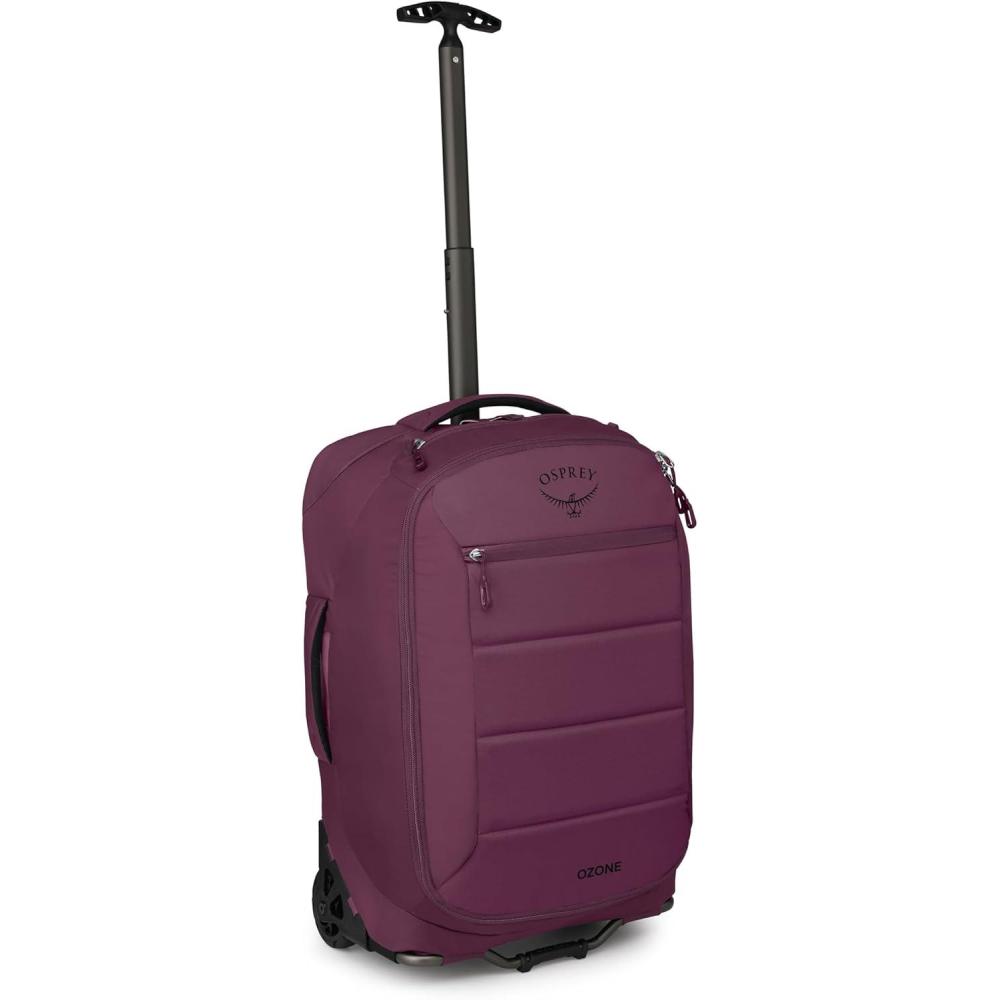 imageOsprey Ozone 2Wheel CarryOn  Lightweight CarryOn Luggage with Oversized Wheels and Trolley Handle  Rolling Travel Suitcase for Air Travel Overhead Compartments and Weekend Trips Moody BurgundyMoody Burgundy