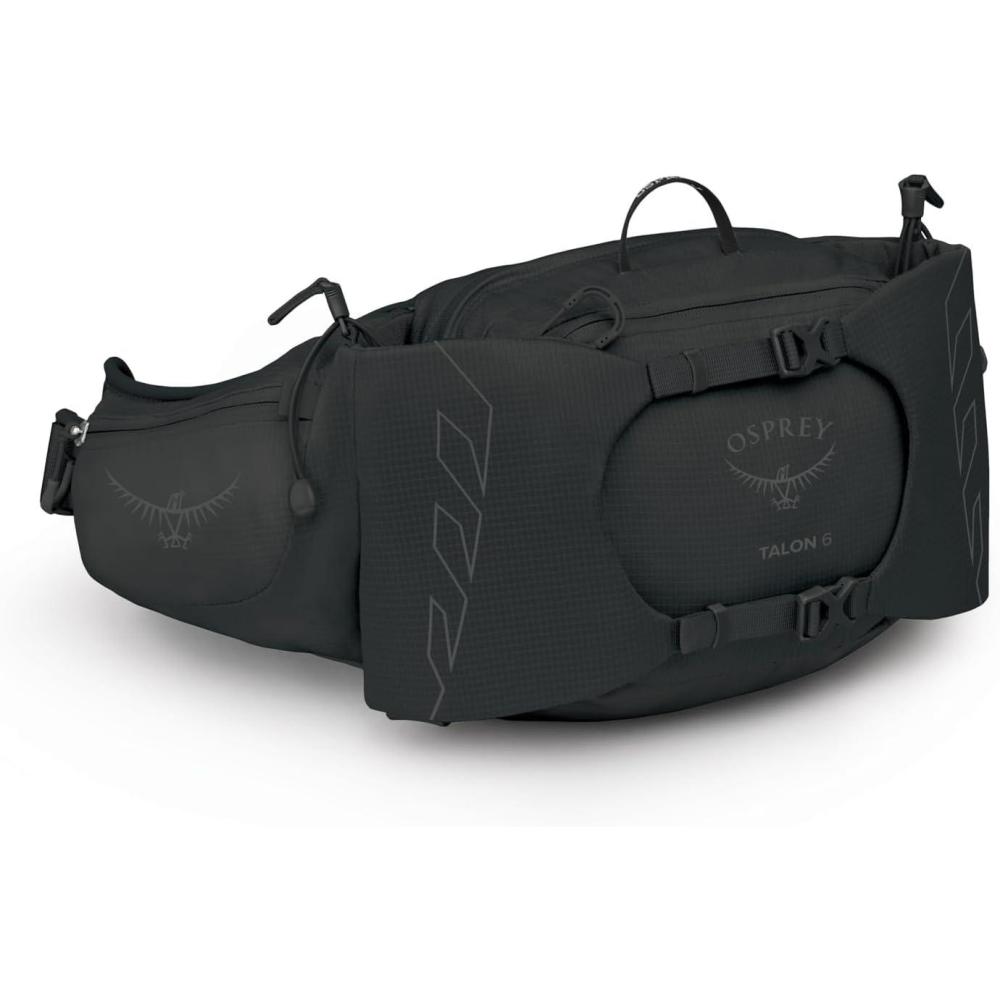 imageOsprey Talon 6L Mens Lumbar Hiking Waist Pack Fanny Pack with Water Bottle HoldersBlackCoal Grey