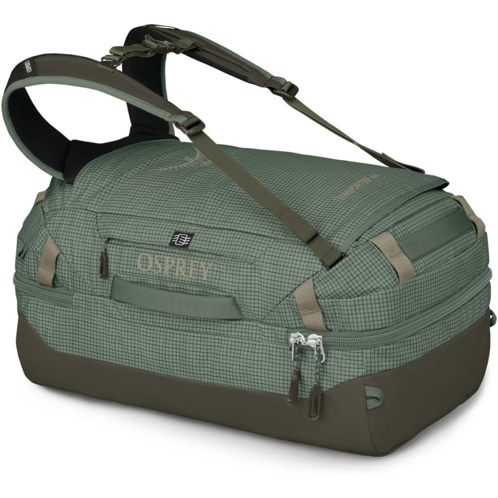 imageOsprey Transporter Durable Squffel Bag Water Resistant Square Split Travel Duffel BackpackPine Leaf Green