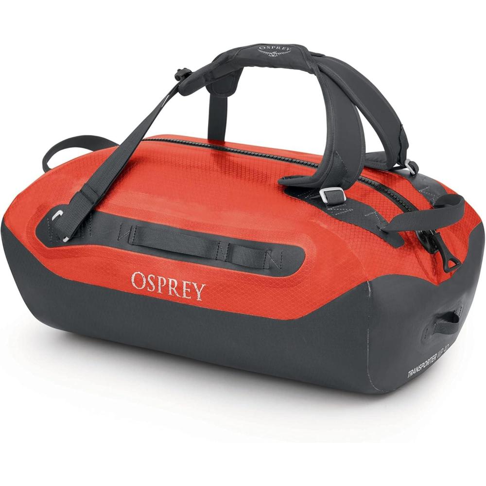 imageOsprey Transporter Waterproof 100L Duffel Bag Tunnel Vision GreyMars Orange