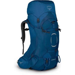 Osprey Aether 55L Men’s Backpacking Backpack, Garlic Mustard Green, S/M(Deep Water Blue)