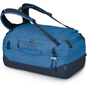 Osprey Transporter Durable Squffel Bag – Water Resistant Square Split Travel Duffel Backpack(Blue Flame/Nocturnal Blue)