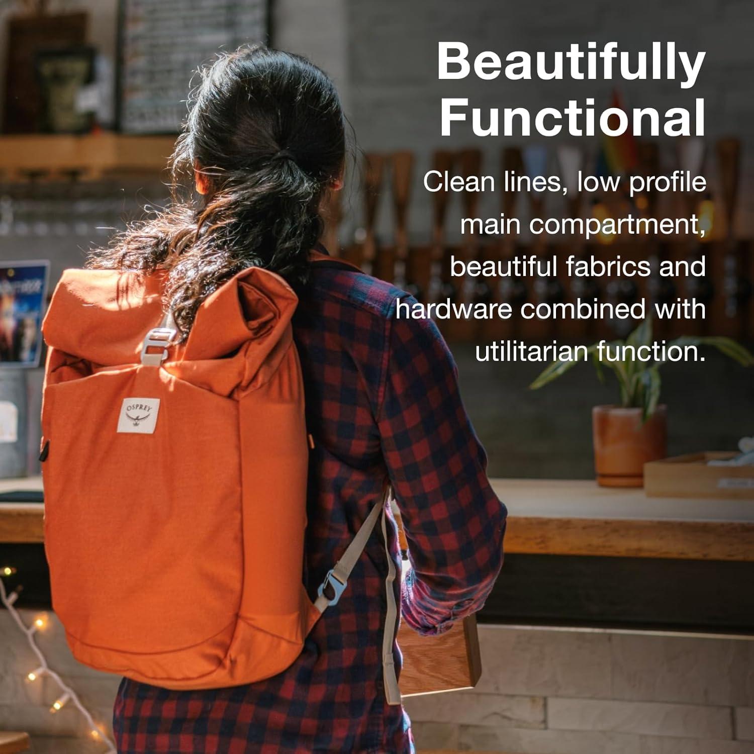 imageOsprey Arcane Roll Top Commuter Backpack Porcelain Orange HeatherBlack