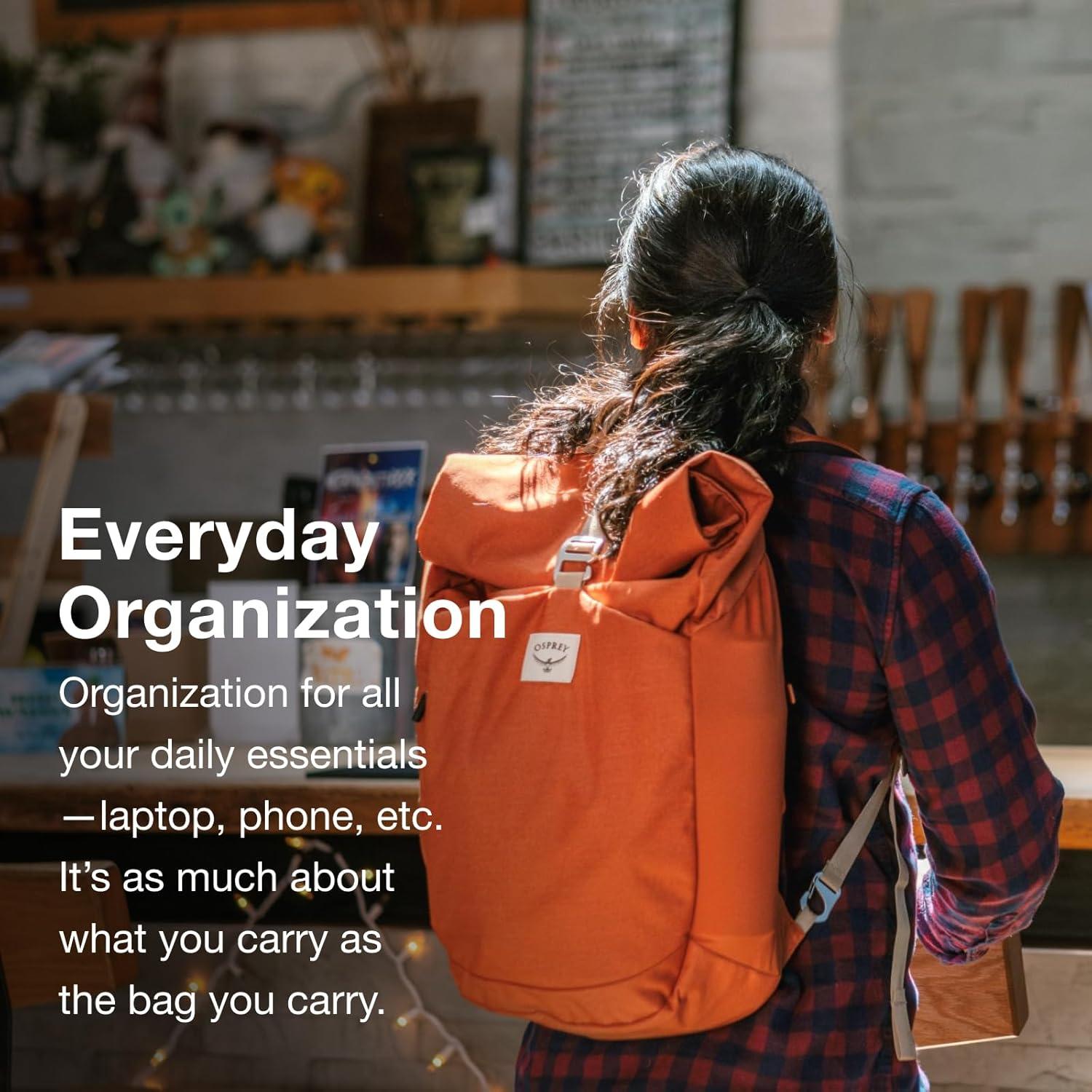 imageOsprey Arcane Roll Top Commuter Backpack Porcelain Orange HeatherBlack Black