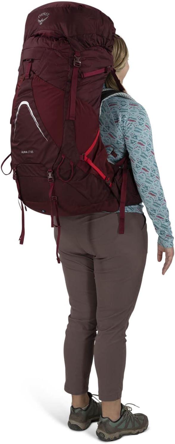 imageOsprey Aura AG LT 65L Womens Backpacking Backpack KoseretDarjeeling Spring Green WXSSAntidote Purple