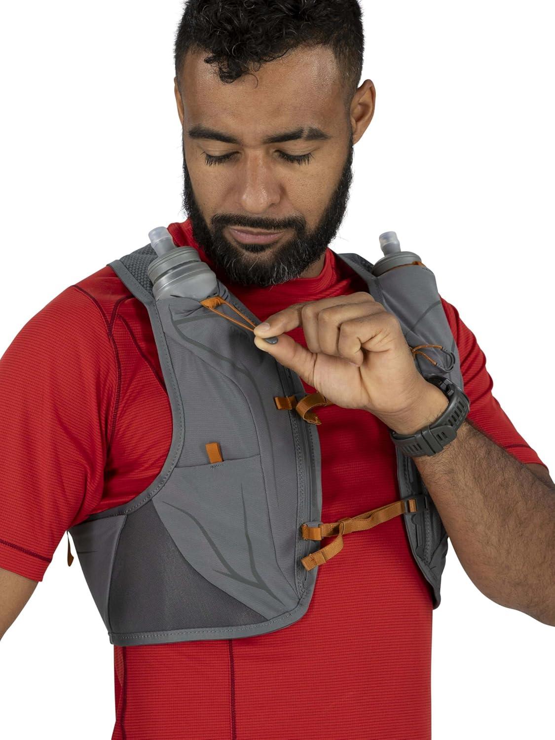 imageOsprey Duro LT Mens Running Hydration Vest with Hydraulics Soft FlasksPhantom GreyToffee Orange