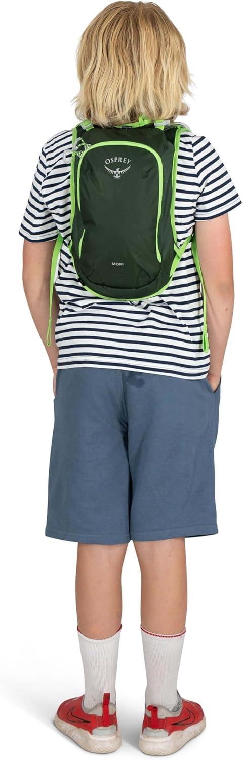 imageOsprey Moki 3L Kids Biking Backpack with Hydraulics Reservoir Hungry Dino PrintGreen Canopy