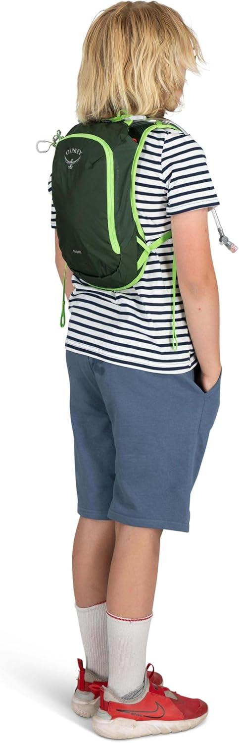 imageOsprey Moki 3L Kids Biking Backpack with Hydraulics Reservoir Hungry Dino PrintGreen Canopy