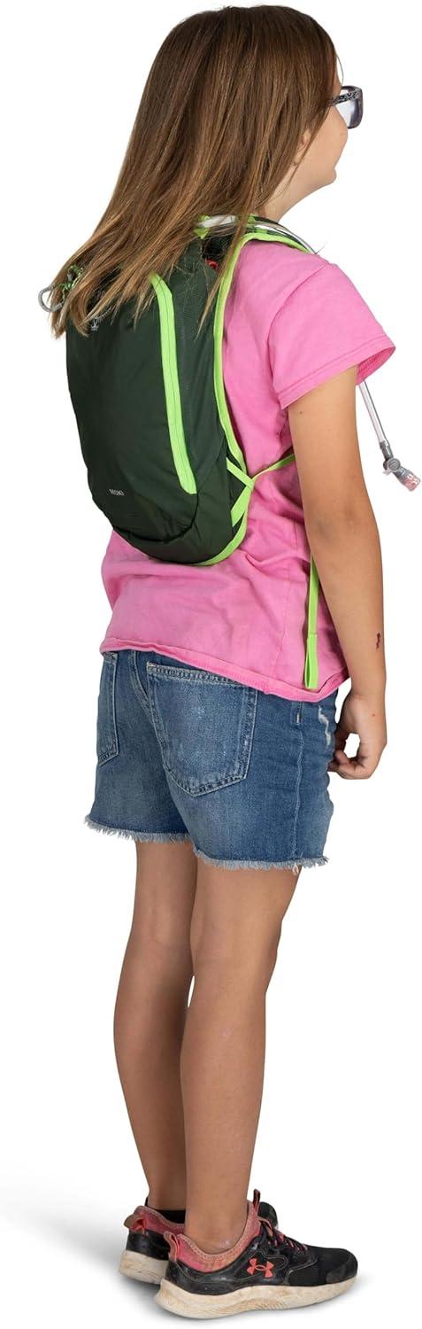 imageOsprey Moki 3L Kids Biking Backpack with Hydraulics Reservoir Hungry Dino PrintGreen Canopy