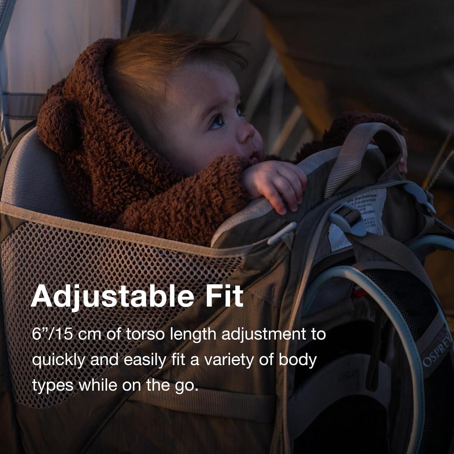 imageOsprey Poco Child Carrier Backpack Adjustable Travel Baby Carrier with Sunshade Comfortable Hiking Carrier for ToddlersBlack