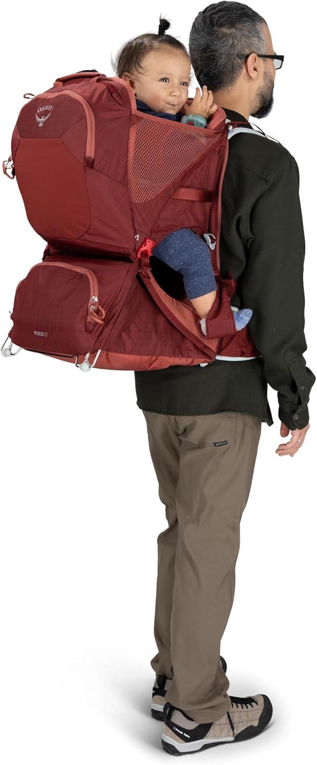 imageOsprey Poco LT Lightweight Child Carrier Backpack Compact TravelReady Kid Carrier with Sunshade and Adjustable Fit Lightweight Comfortable Hiking Carrier for ToddlersRed Mountain