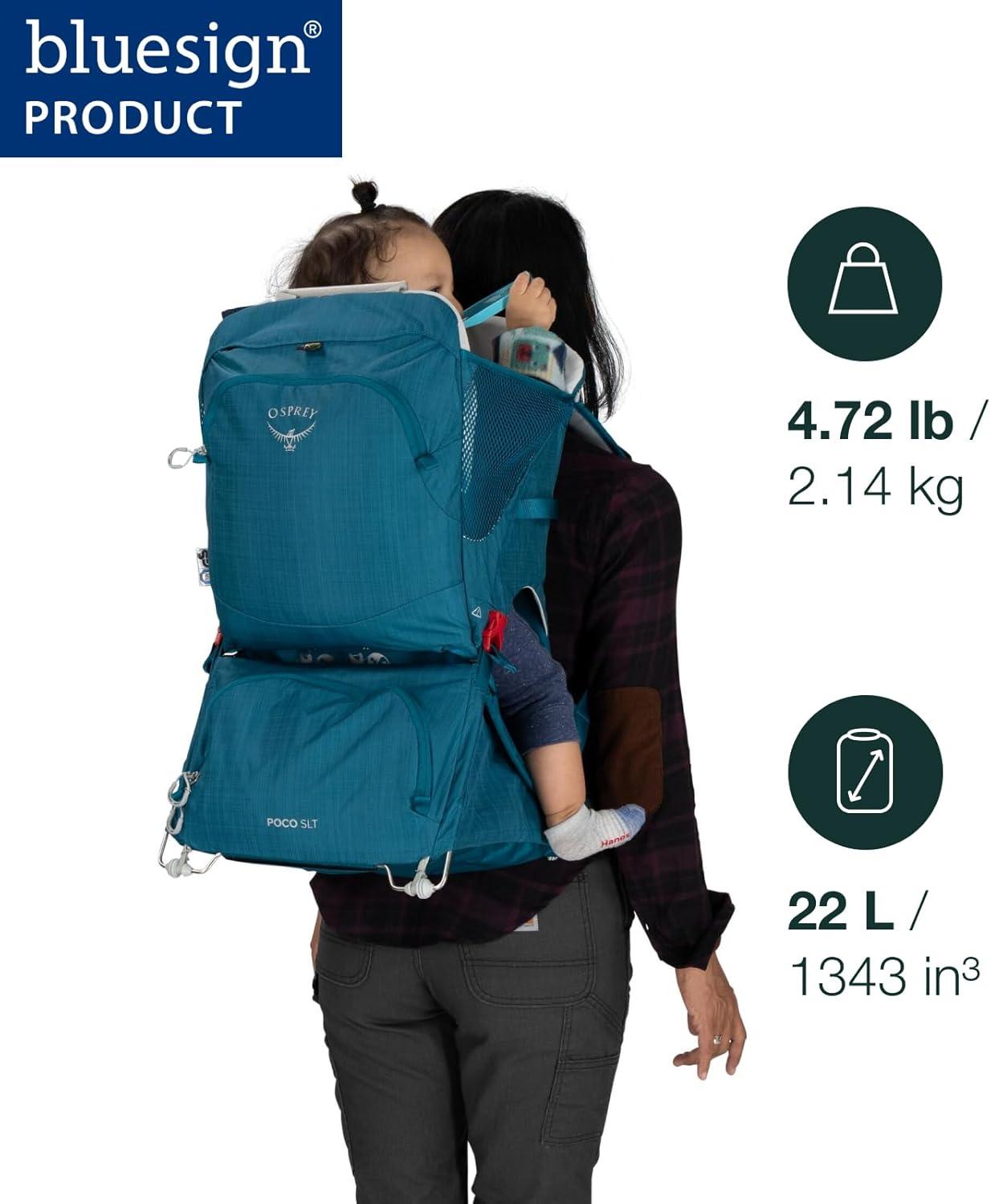 imageOsprey Poco SLT Lightweight Child Carrier Backpack SlimmedDown Hiking Carrier for Toddlers with Safety Harness Sunshade and Ventilated Backpanel Lightweight TravelFriendly OptionBlack