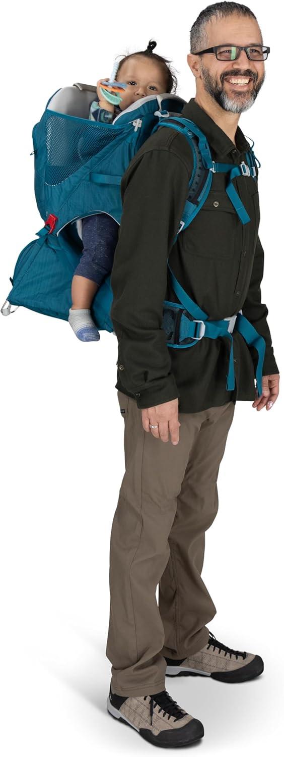 imageOsprey Poco SLT Lightweight Child Carrier Backpack SlimmedDown Hiking Carrier for Toddlers with Safety Harness Sunshade and Ventilated Backpanel Lightweight TravelFriendly OptionDeep Peyto