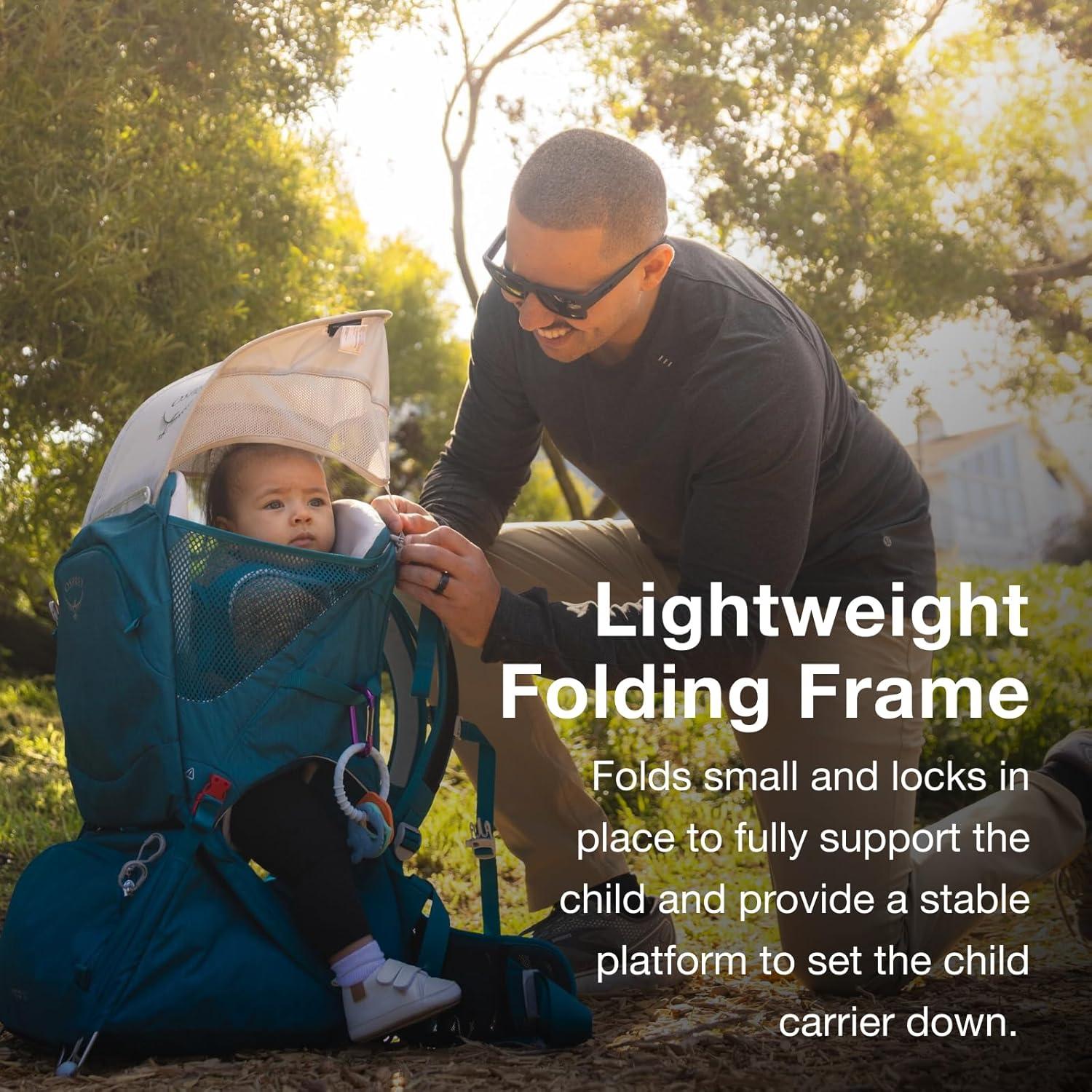 imageOsprey Poco SLT Lightweight Child Carrier Backpack SlimmedDown Hiking Carrier for Toddlers with Safety Harness Sunshade and Ventilated Backpanel Lightweight TravelFriendly OptionDeep Peyto