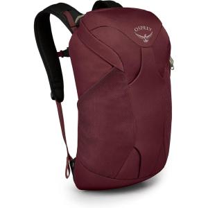 Osprey Farpoint Fairview Travel Daypack for Men and Women, Tunnel Vision Grey(Zircon Red)