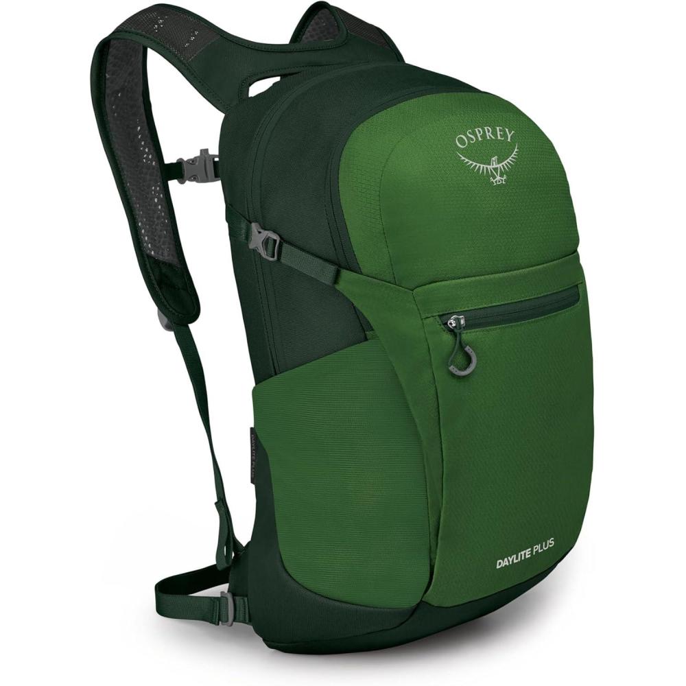 imageOsprey Daylite Plus Commuter Backpack  Lightweight Everyday Pack with Laptop Sleeve and Water Bottle Pockets  Ideal for Work School and Travel with Versatile Storage Options Cosmic RedGreen BeltGreen Canopy